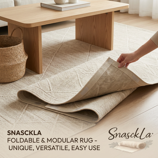 SnasckLa™ Modular Foldable Area Rug | Customizable Interlocking Rug Tiles for Living Room, Bedroom & Office | Washable, Non-Slip, Minimalist Geometric Design Carpet | Easy-to-Assemble Connecting Rug System